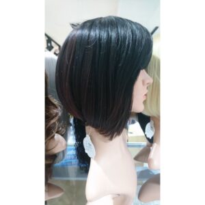 Cara Bang Asymmetrical Bob Skin Top Wig 100%Premium Fibre Soft Natural Touch Colour 1B - Image 4
